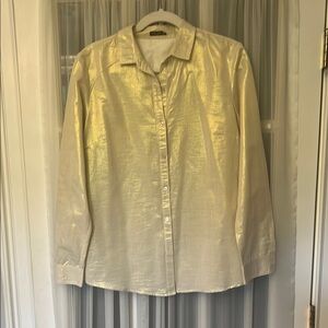 J. McLaughlin Shimmering Gold Button-Up Shirt